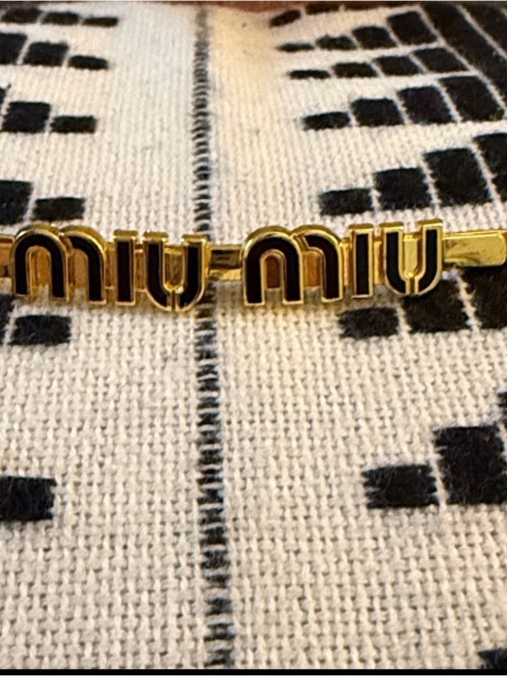 Miu Miu Gold and Black Logo Cuff Link